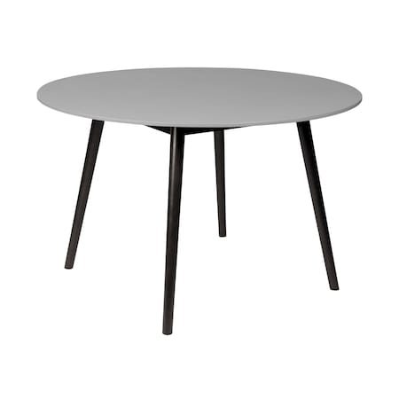 Armen Living Sydney Outdoor Patio Round Dining Table in Dark Eucalyptus and Gray Stone 840254335974